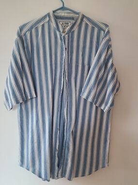 Natural Threads Blue & White Striped Short Sleeve Shirt